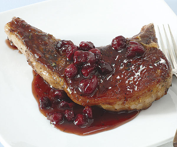 Pork Chops with Cranberry Maple Pan Sauce
