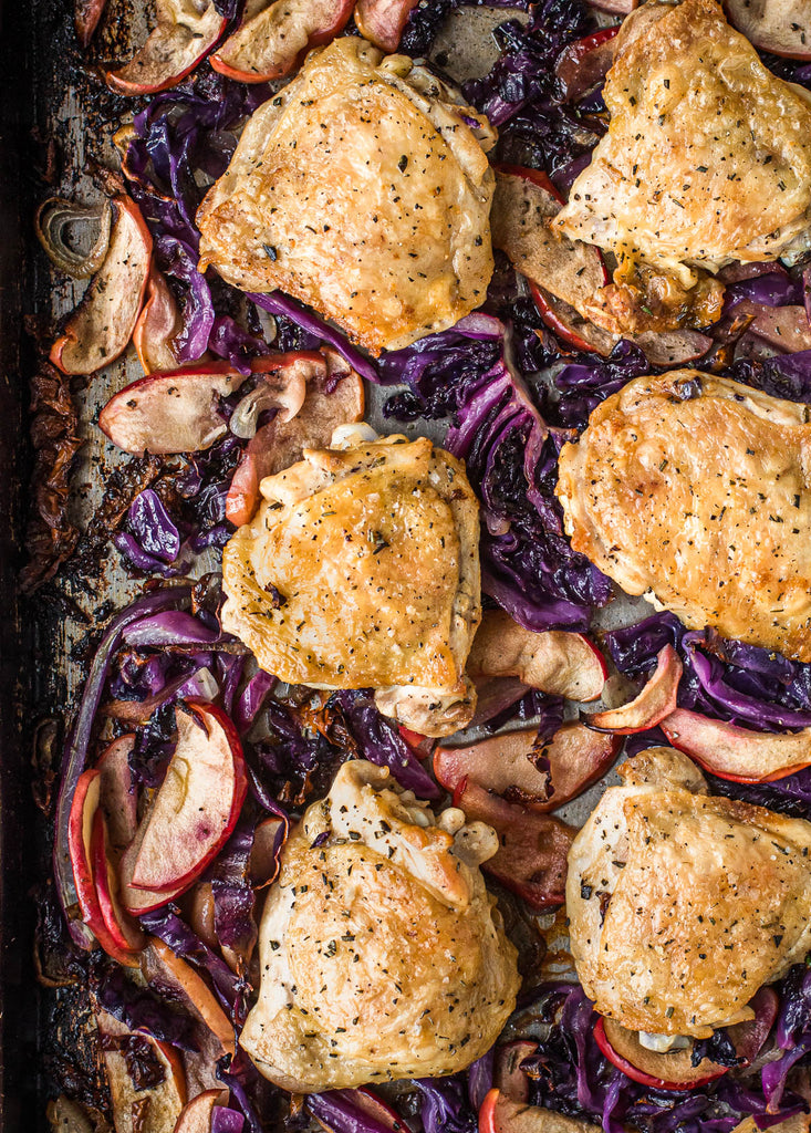 Sheet Pan Chicken with Cabbage and Apples