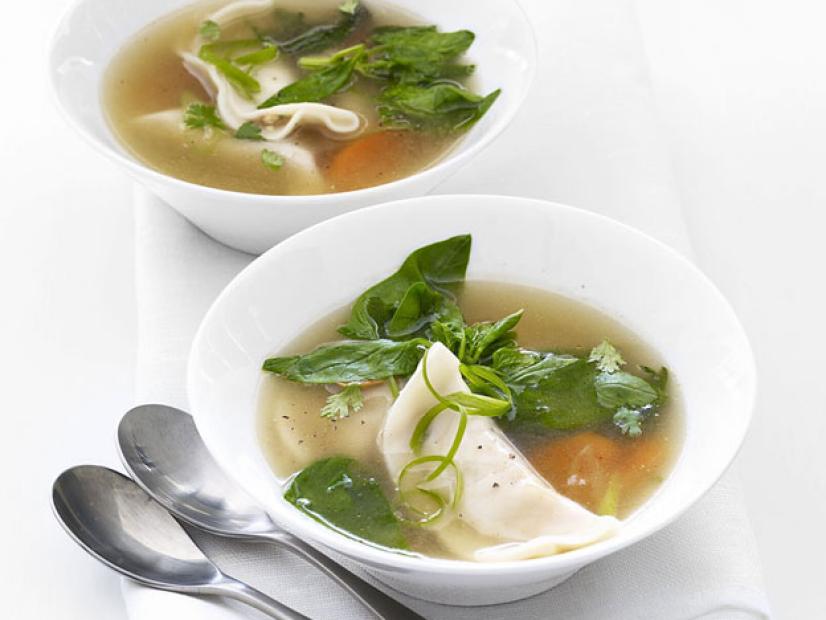 Gingery Spinach and Dumpling Soup