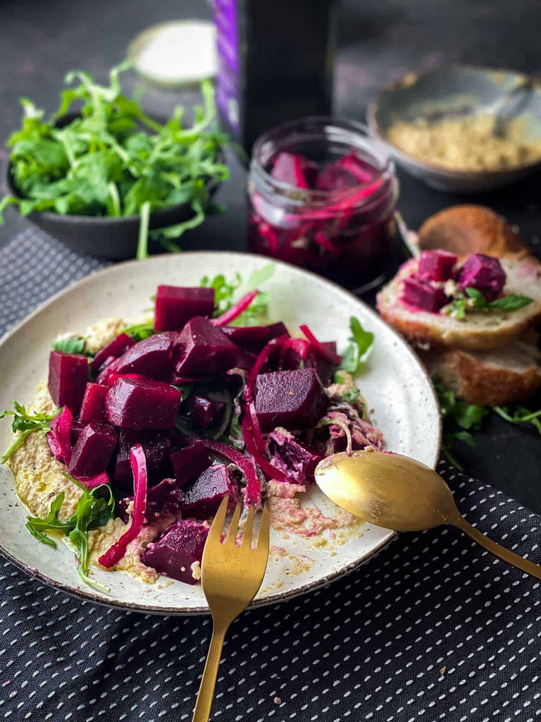 Pickled Beet Salad with Chickpea Mash