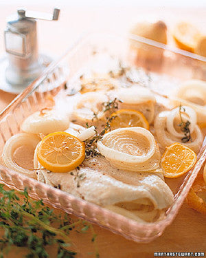 Baked Flounder with Onion and Lemon