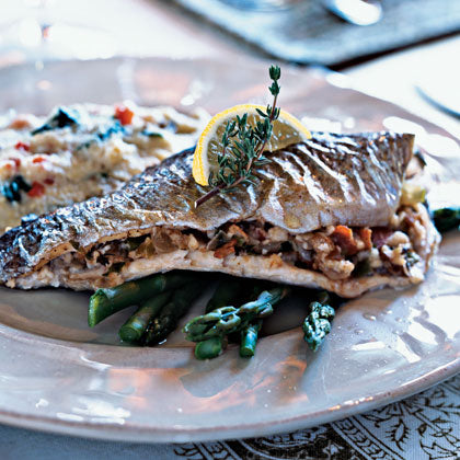 Mushroom and Bacon-Stuffed Trout