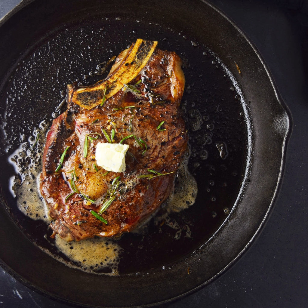 Pan-Seared Ribeye Steak with Blue Cheese Butter